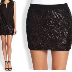 BCBG Maxazria Black Sequin Skirt, Size XS